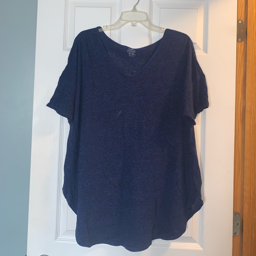 Size: 2XL OLDNAVY plussized womens boyfriendfit heathered navy blue top